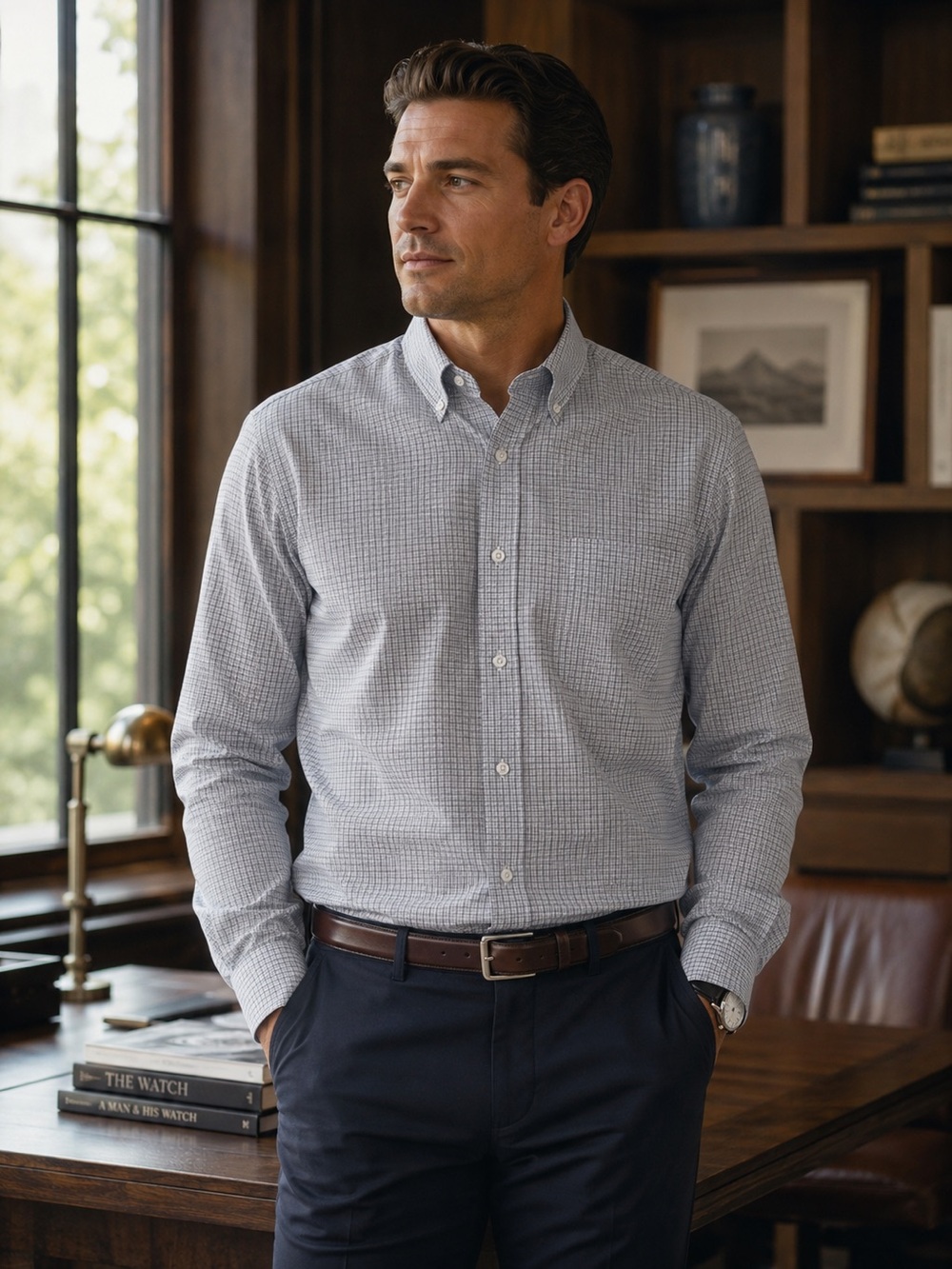 Joseph & Feiss International Button-Down Dress Shirt Medium 2-Ply No Iron Cotton - Picture 2 of 8